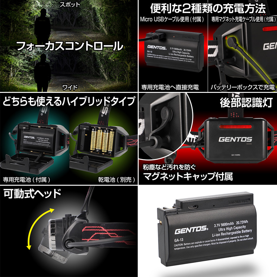 GENTOS GH-103RG ジェントス Gシリーズ 充電式LEDヘッドライト