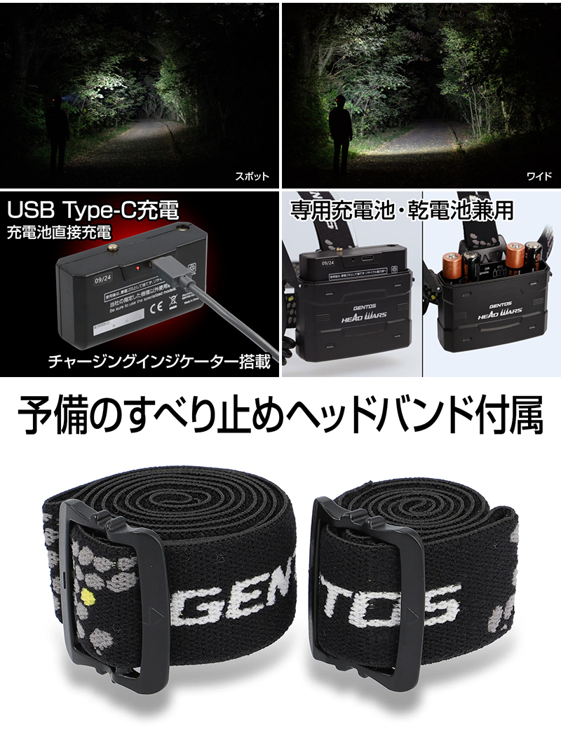HEAD WARSシリーズ HLP-2504 GENTOS ジェントス LEDヘッドライト 800