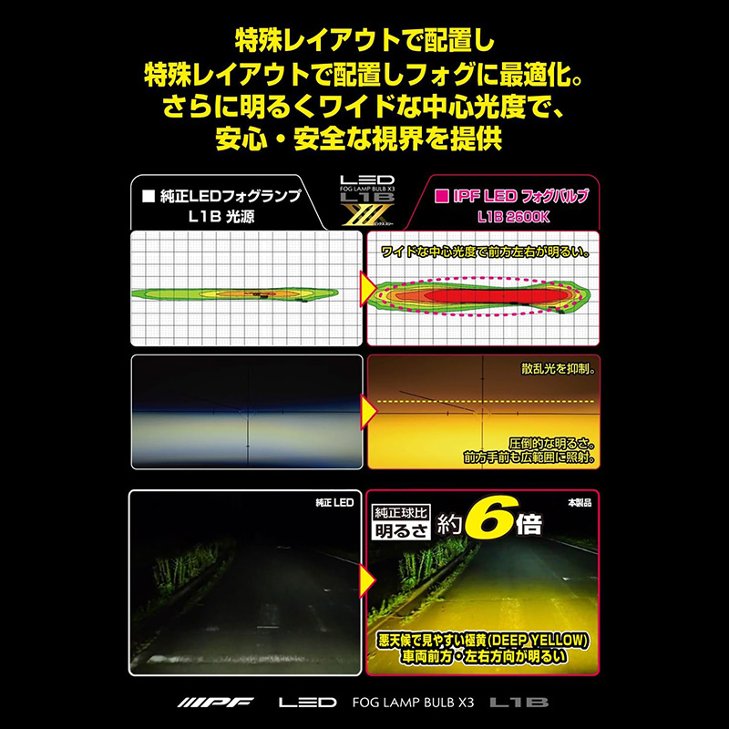 IPF 5L4FLM IPF アイピーエフ LED フォグランプバルブ X3 L1B 2600K