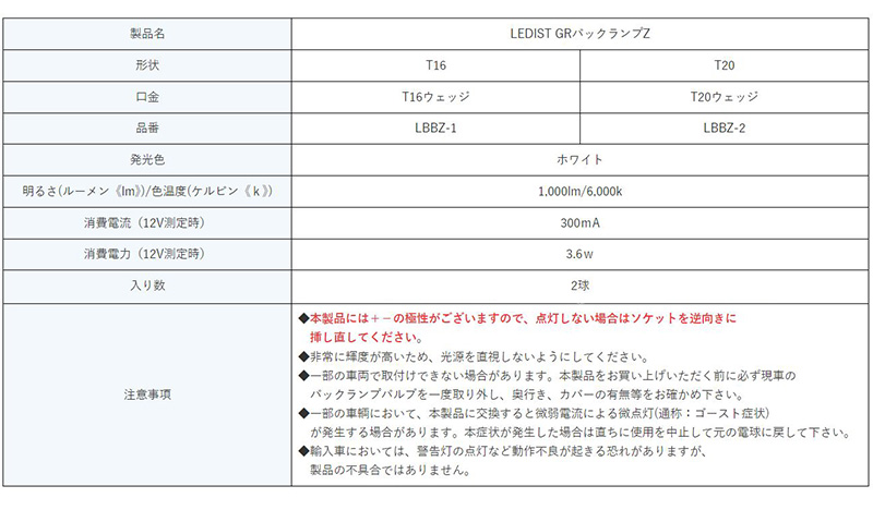 Junack（ジュナック） LBBZ-1 Junack LEDIST GRバックランプZ T16