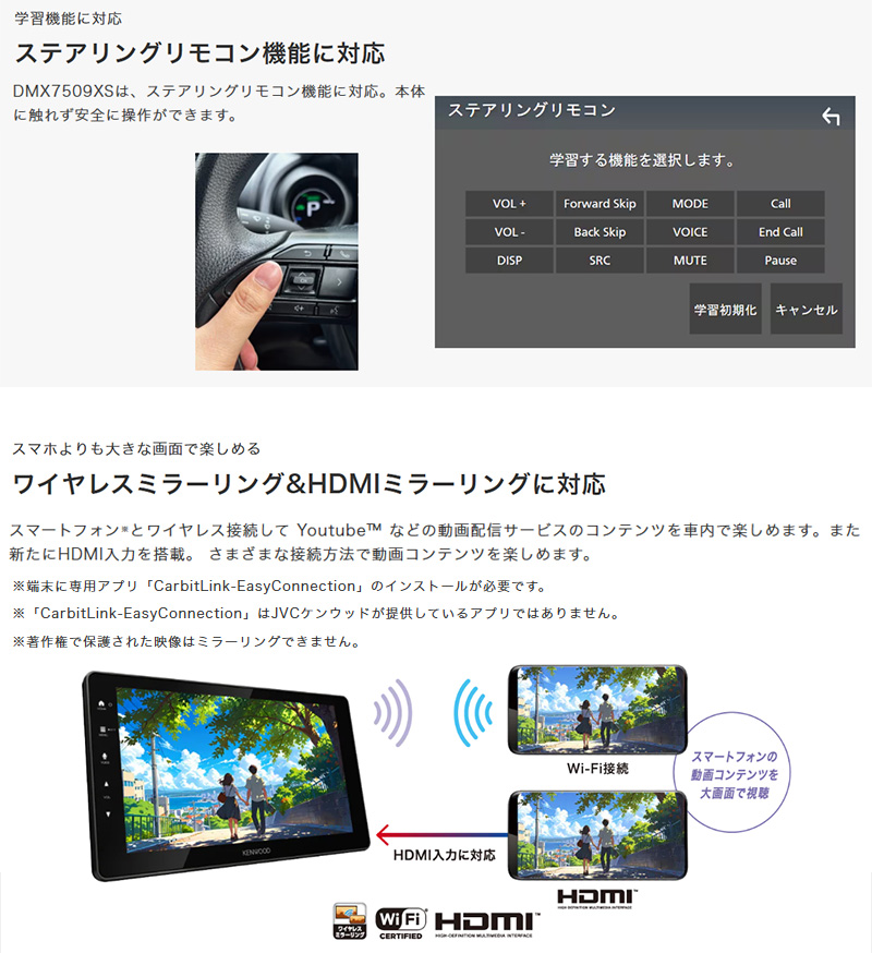 ケンウッド DMX7509XS KENWOOD 9V型フローティング ディスプレイ