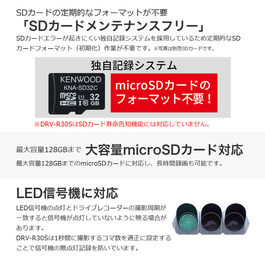 ケンウッド DRV-R30S KENWOODドライブレコーダー フルHD207万画素 GPS