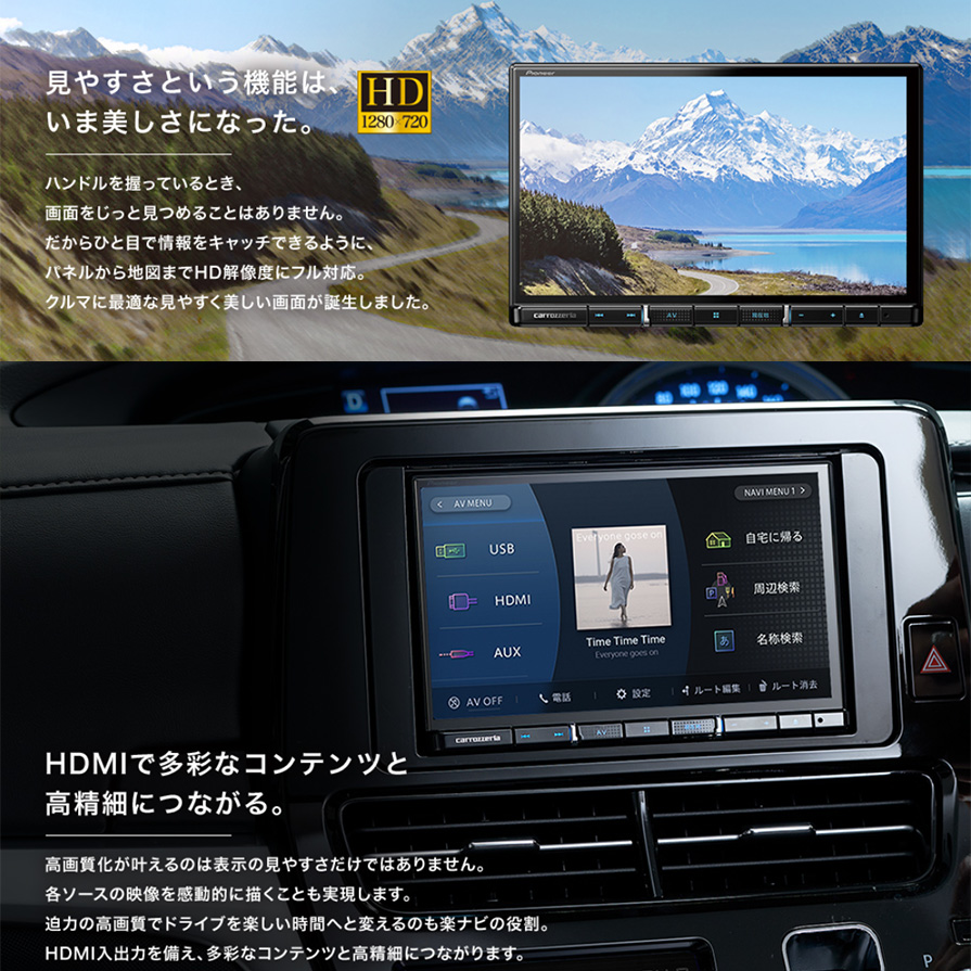 カロッツェリアパイオニア 楽ナビAVIC-RL812-D ドライブ 検索 案内 