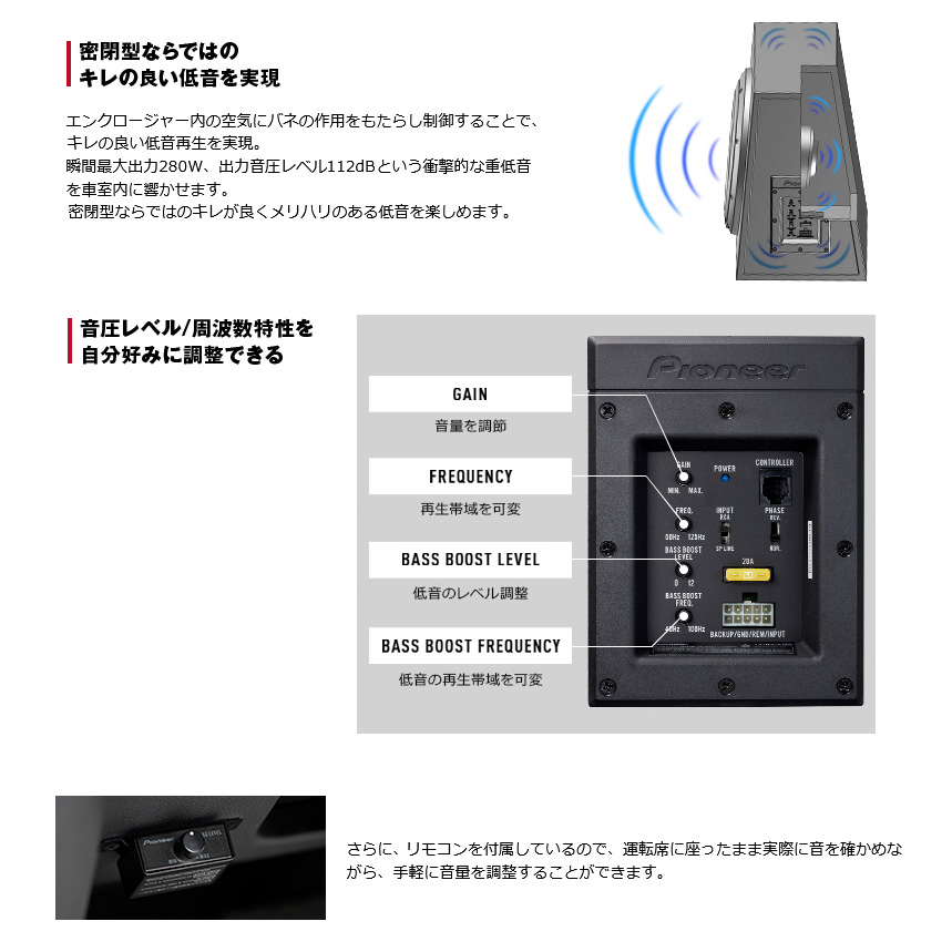 Pioneer TS-WX400DA 小型パワードサブウーファー カロッツェリア