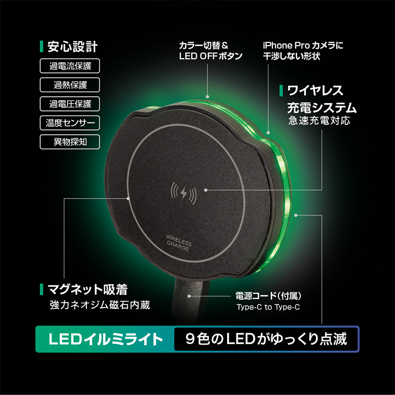 槌屋ヤック PF-418 PF418 yac ワイヤレスチャージ マグホルダー