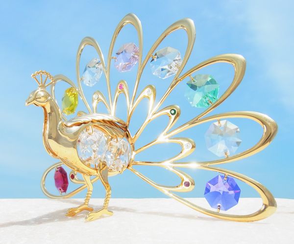 孔雀と花の装飾品 送料無料】【おまけ付】開運 孔雀 置物1誕生日プレゼント 男性