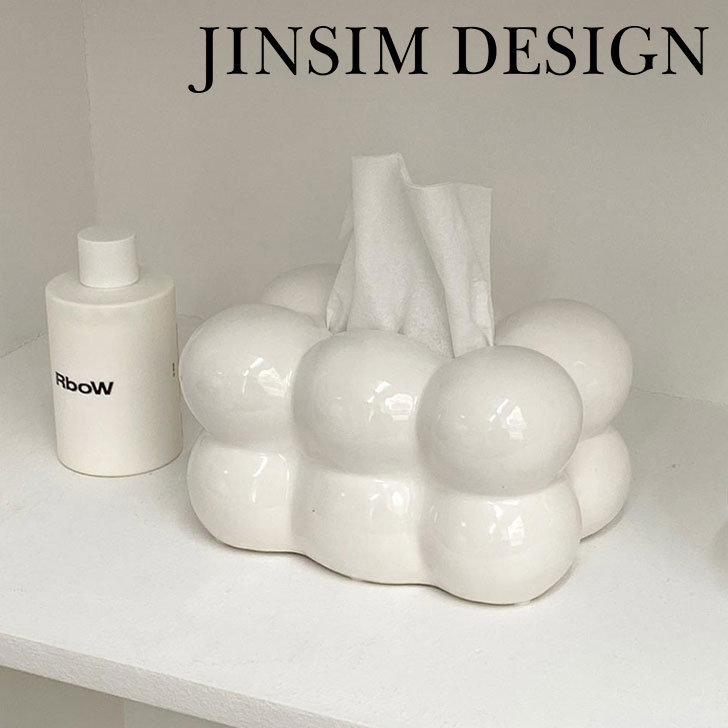 チンシムデザイン ティッシュボックス JINSIM DESIGN 正規販売店 Cloud Tissue Case わたぐも ボンボン ティッシュケース WHITE インテリア雑貨 8118192657 ACC｜andselect