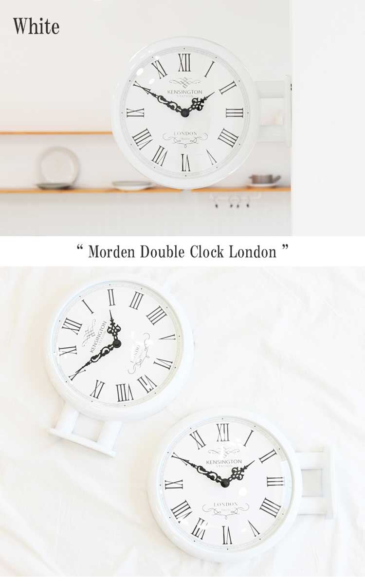 タイムデコ ノイズレス 両面 掛け時計 TIMEDECO 正規販売店 Morden Double Clock London モダン ダブル クロック ロンドン WHITE BLACK Timedeco08 ACC｜andselect｜02