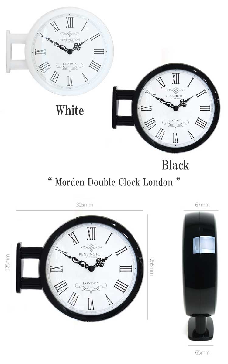 タイムデコ ノイズレス 両面 掛け時計 TIMEDECO 正規販売店 Morden Double Clock London モダン ダブル クロック ロンドン WHITE BLACK Timedeco08 ACC｜andselect｜04