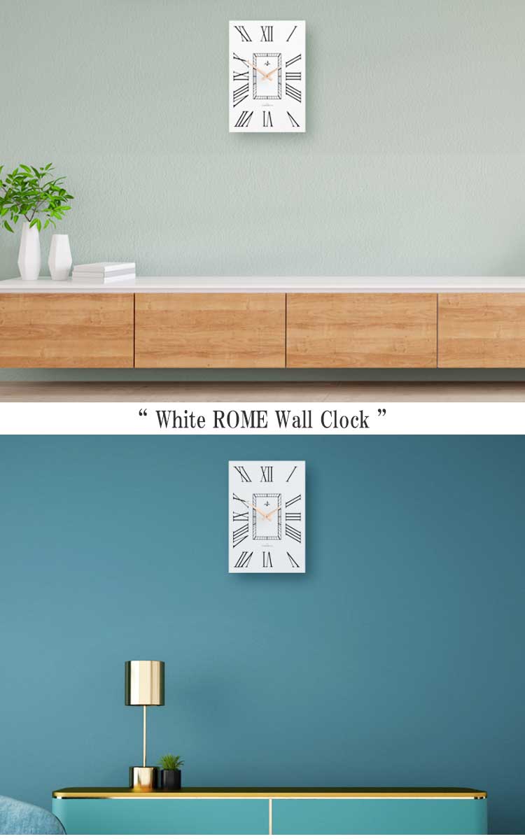 タイムデコ ノイズレス 掛け時計 TIMEDECO 正規販売店 White ROME Wall Clock ホワイト ローマ ウォールクロック 壁掛け 四角 Timedeco11 ACC｜andselect｜03