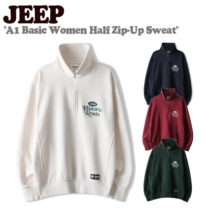 ジープ トレーナー Jeep A1 Basic Women Half Zip Up Sweat ベーシック ウーマン ハーフ ジップ アップ スウェット全4色 JO5TSF831IV/NA/WI/GN ウェア :ct jp23 jo5tsf831:and Select