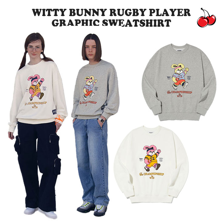 キルシー トレーナー KIRSH 正規販売店 WITTY BUNNY RUGBY PLAYER GRAPHIC SWEATSHIRT ウィッティー バニー スウェットシャツ 全2色 KWSSCTM550M ウェア :ct ki24 ctm550m:and Select