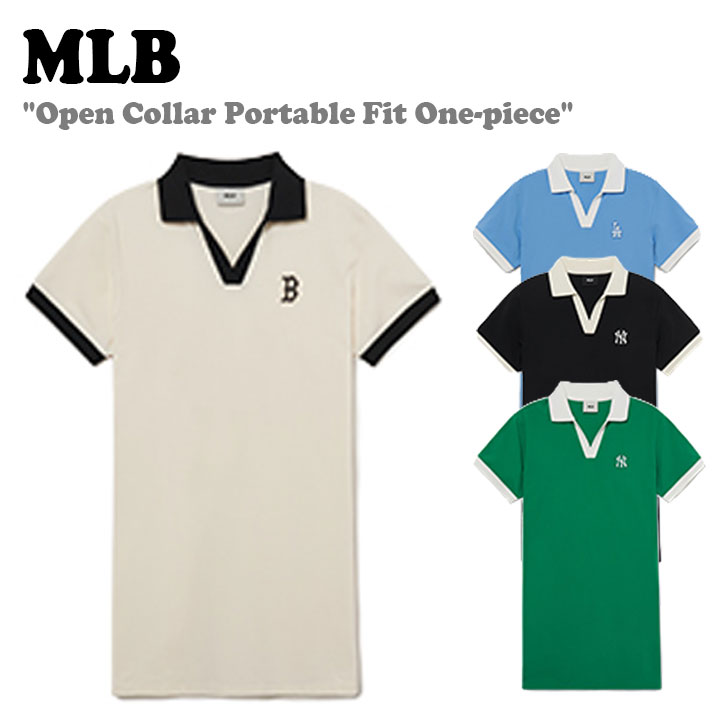 エムエルビー ワンピース MLB Open Collar Portable Fit One piece BLACK CREAM SKY BLUE DARK GREEN 3FOPB0333 50BKS/43CRS/07SBS/50GND ウェア :ct ml23 fopb0333:and Select