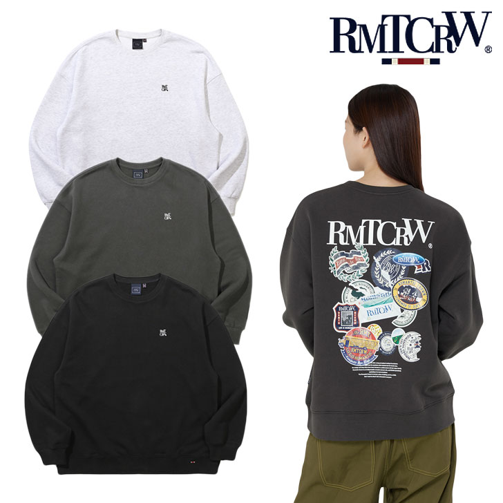 ロマンティッククラウン トレーナー ROMANTIC CROWN 正規販売店 RMTCRW LABEL SWEAT SHIRT ラベル スウェットシャツ 全3色 23RCSPTHDU005CH/LGR/BK ウェア