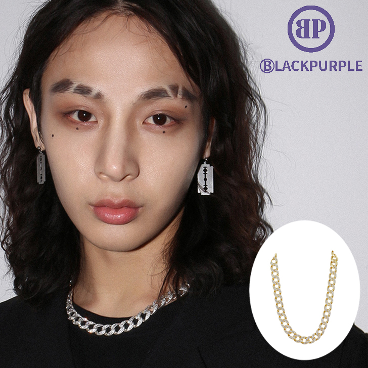 ブラックパープル ネックレス BLACKPURPLE 正規販売店 VINTAGE CUBIC CHAIN NECKLACE ビンテージキューブ チェーンネックレス シルバー ゴールド N0071BSBSX ACC