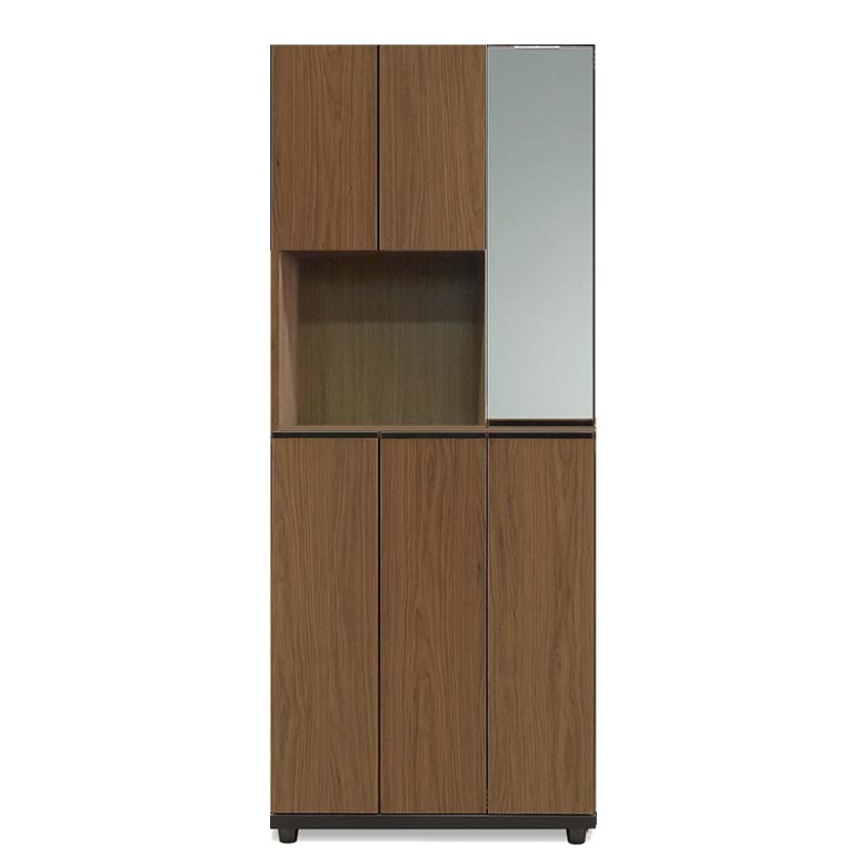 シューズボックス薄型 収納 完成品 幅75cm 靴箱 下駄箱 ミラー付き 大容量 おしゃれ 消臭 玄関収納 木製 木製収納 | 未来商会 | 01