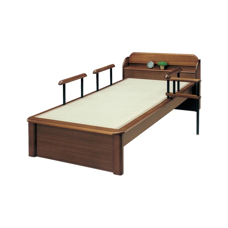 畳ベッド 木製ベッド シングルベッド ベッドフレーム ベッド シングル 手すり付き たたみベッド 畳...