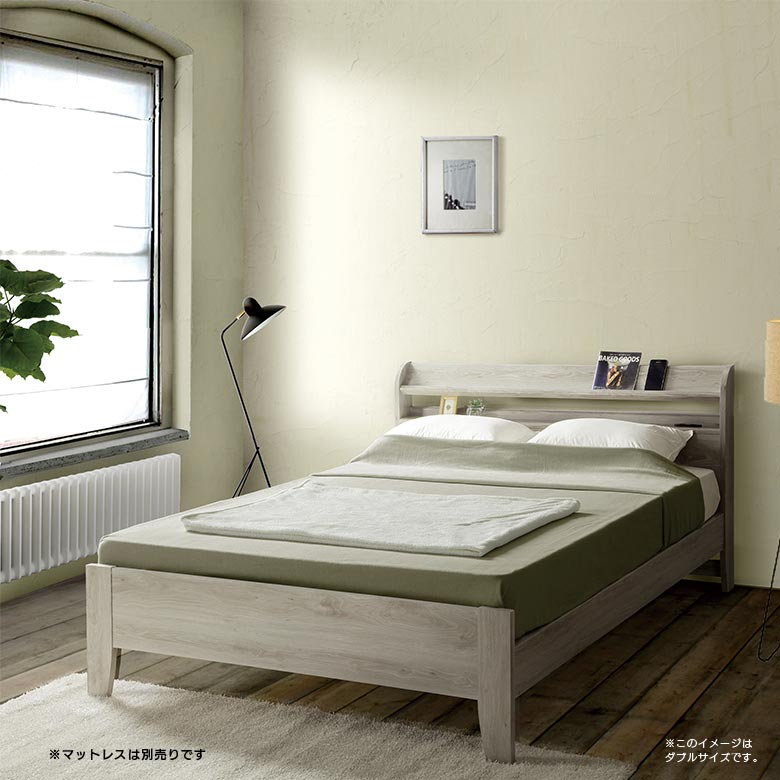 未来商会 シングルベッド 棚付き ベッドフレーム ベッド 宮棚付
