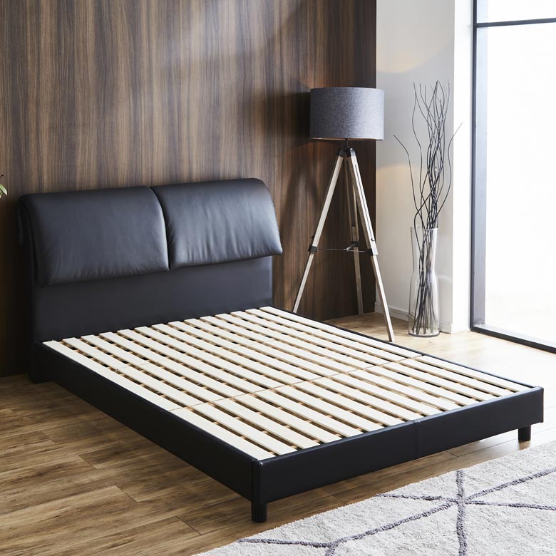 ダブルベッド ベッドフレーム 北欧 おしゃれ すのこ ベッド ダブル 背もたれ付き すのこベッド サイズ フレーム 一般的 通気性 ベッドのみ 白  ブラック ホワイト