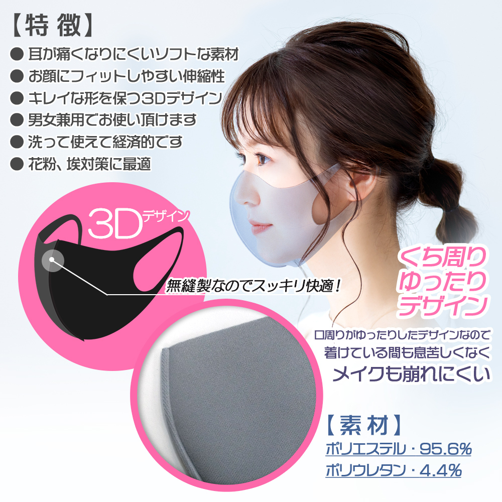 マスク 立体 20枚 おしゃれ 立体マスク 大きめ 小さめ カラーマスク 3D 洗える セット 業務販売 業販 対応 大人用 女性用 布マスク  耳が痛くない