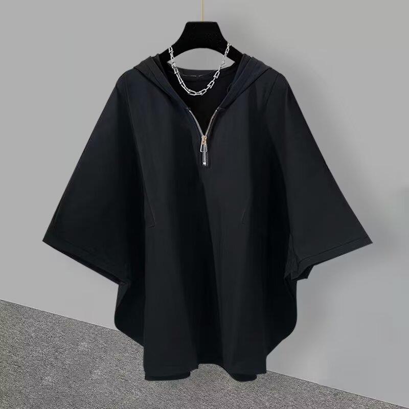 tシャツ メンズ レディース ポンチョ風 ドルマンスリーブ フード付き
