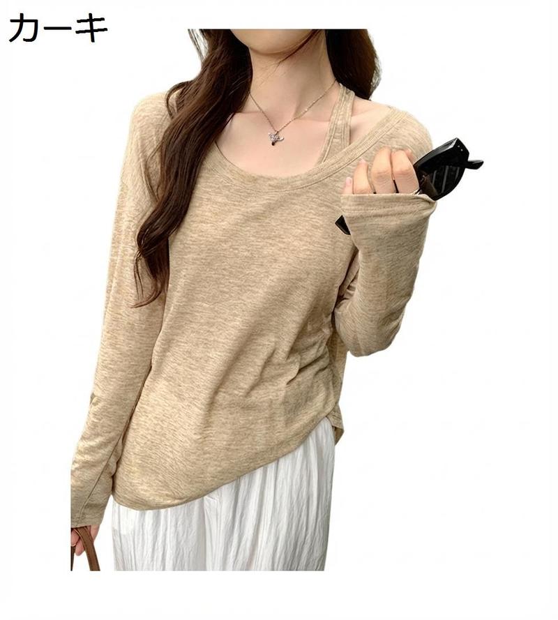 レディース トップス セット レイヤード シアー カットソー Tシャツ 