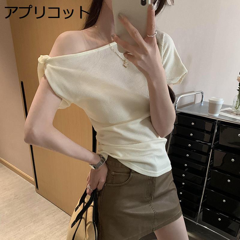 ワンショルダー Tシャツ レディース トップス アシンメトリー 肩出し