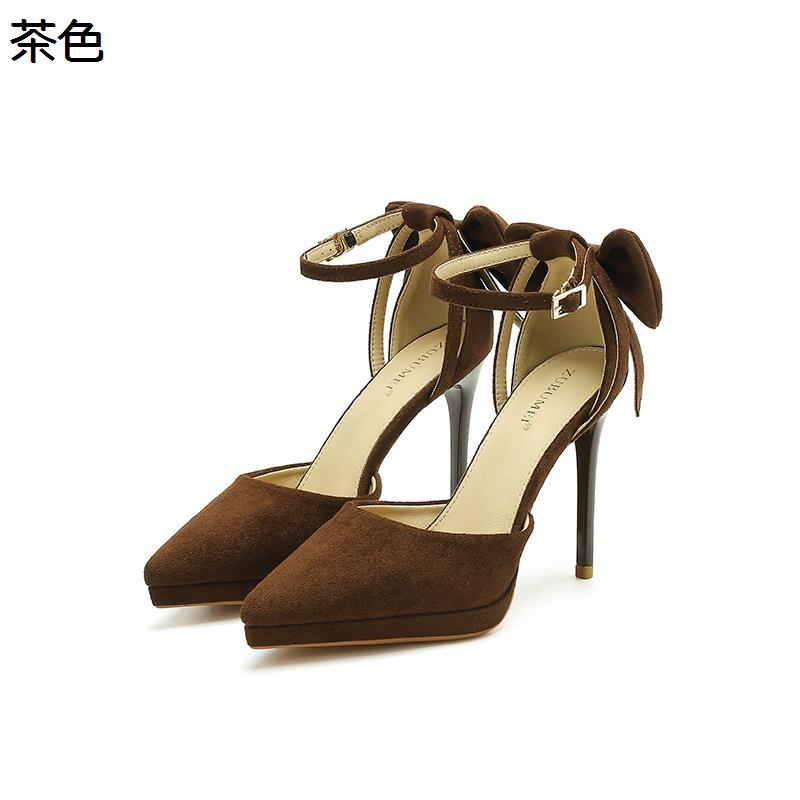 パンプス レディース ピンヒール ポインテッドトゥ アンクルストラップ リボン 厚底 10cmヒール 美脚 結婚式 パーティー 通勤
