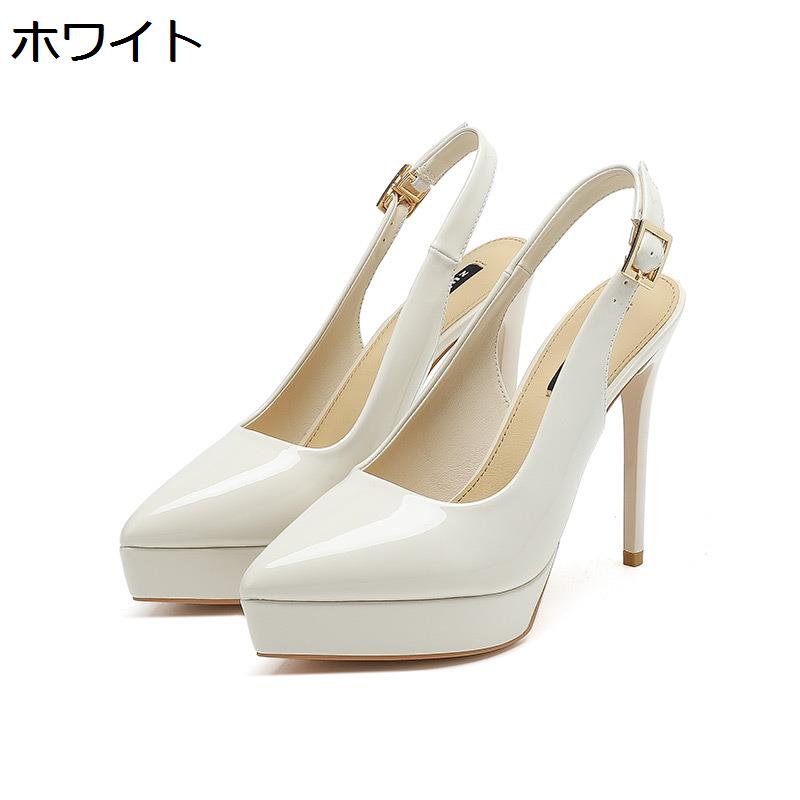 パンプス ハイヒール レディース ポインテッドトゥ バックストラップ 厚底 10cm ピンヒール 走れる 結婚式 パーティー フォーマル_3