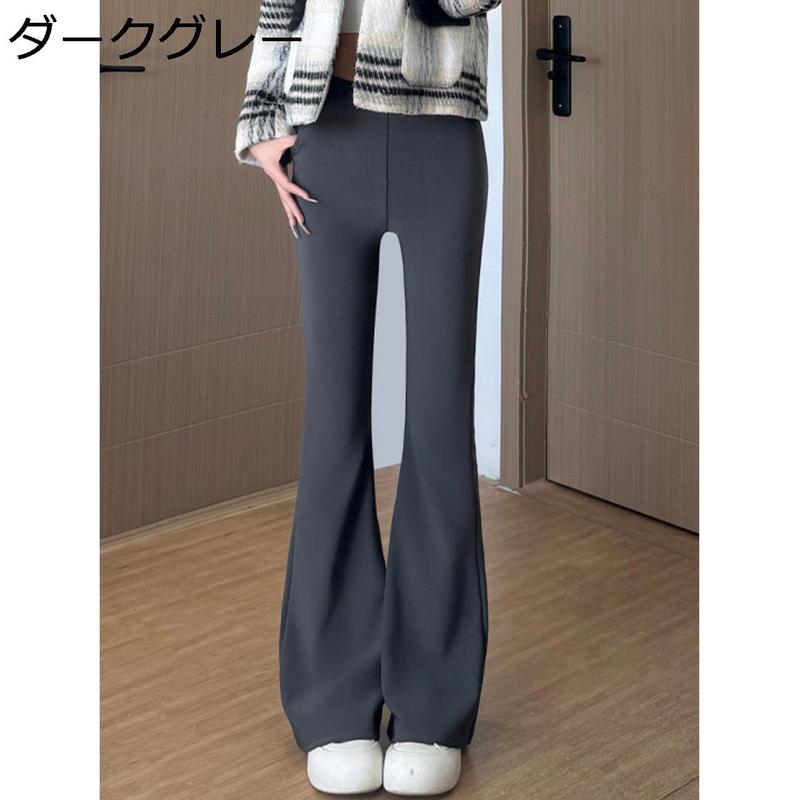 フレアパンツ レディース ハイウエスト 脚長効果 センタープレス
