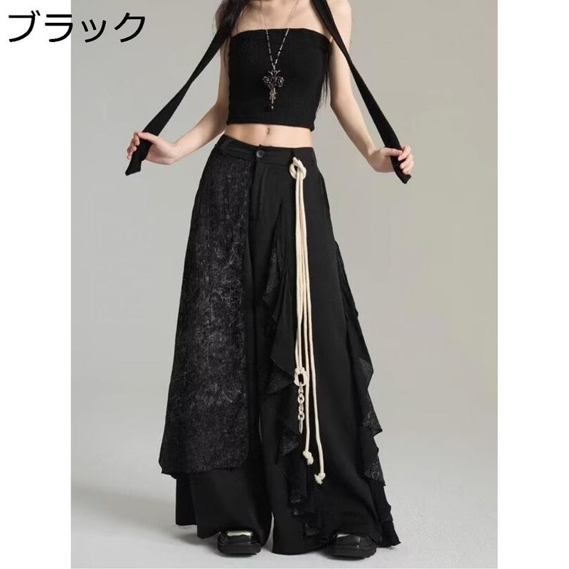 袴パンツ レディース ワイドパンツ モード系 アシンメトリー スカート