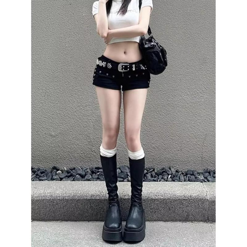 デニムショートパンツ レディース セクシー スタッズ ホットパンツ