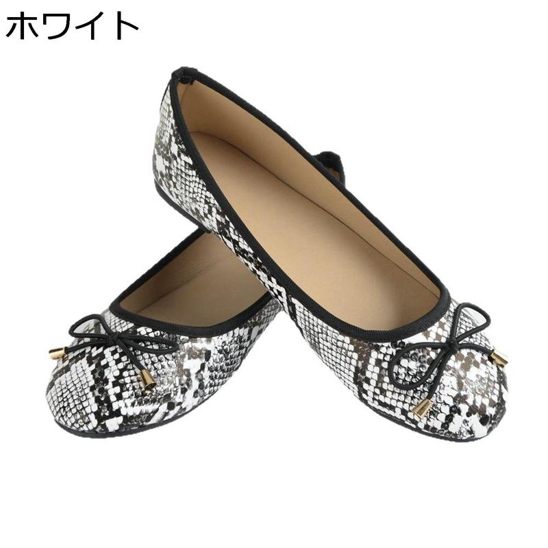 フラットシューズ ヘビ柄 蝶結び パイソン柄 モカシン レディース