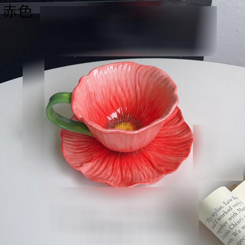 コーヒーカップ カップソーサー 花柄 カフェオレマグ 陶器 丈夫で