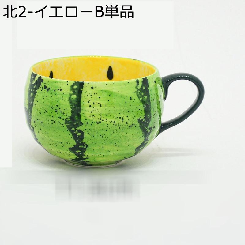 ティーカップ ソーサー 西瓜 陶器 丈夫で長持ち 耐熱 電子レンジ対応