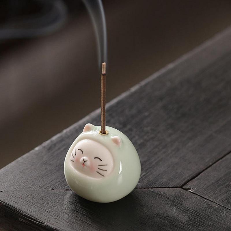 お香立て セラミック 陶器 猫 かわいい おしゃれ 線香立て 香皿 仏壇用