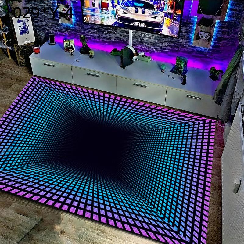 3D 錯視エリアラグ 玄関マット トリックアート 深淵トンネル錯覚