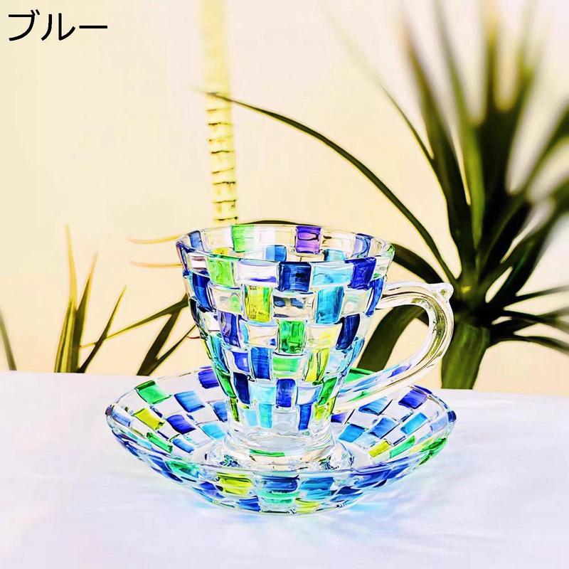 カップソーサー カプチーノカップ ステンドグラス 耐熱ガラス コーヒー