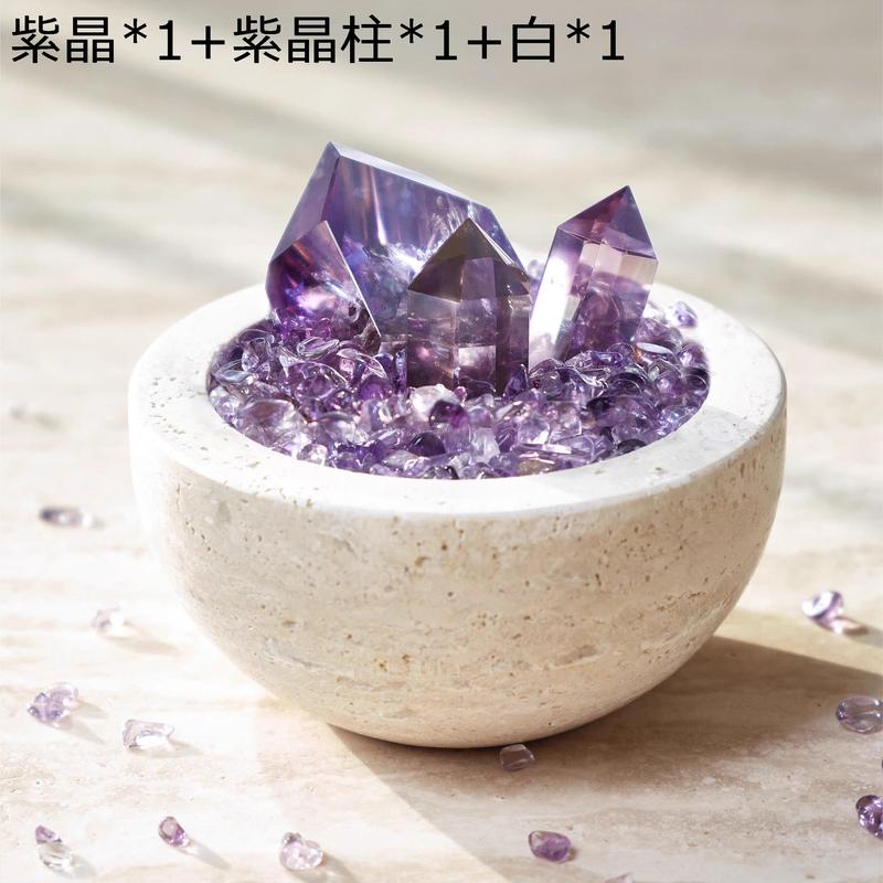 アメジスト 浄化セット 天然 水晶 さざれ 皿 クラスター 原石 初心者