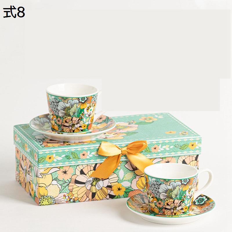 マグカップ カップ&ソーサー デザートプレート 緑色 花柄 スプーン