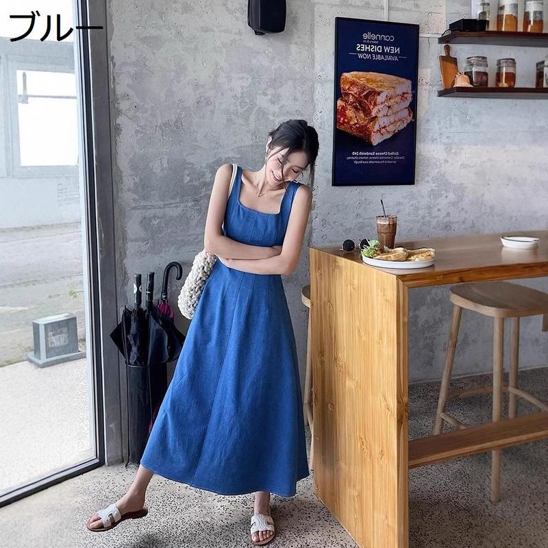 ワンピース レディース ロングワンピース Aライン マキシ丈 スクエア