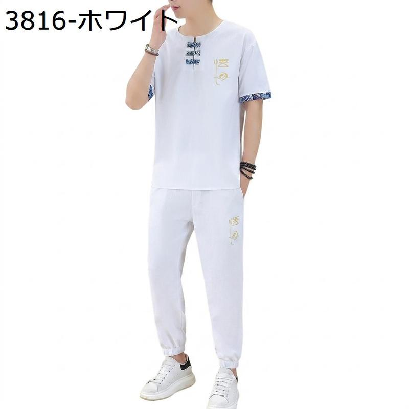 東京国際大学　上下セット 上下セット メンズ 夏 チャイナ風 tシャツ セットアップ 半袖 太極拳