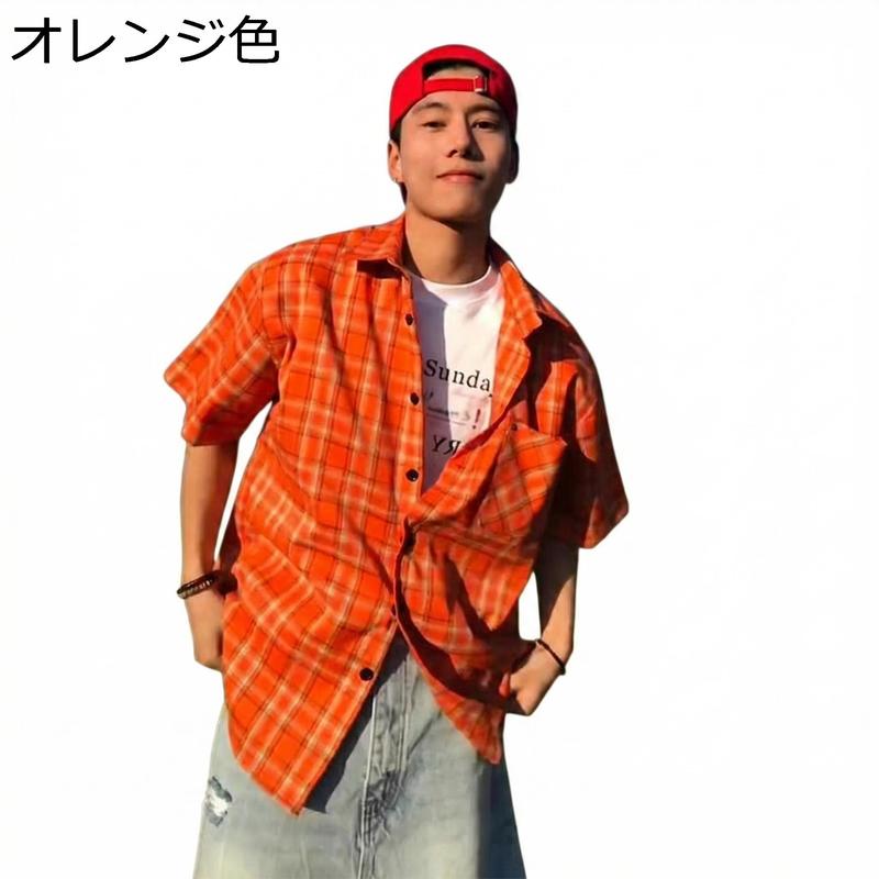チェックシャツ メンズ 半袖 シャツ オーバーサイズ ビッグシルエット
