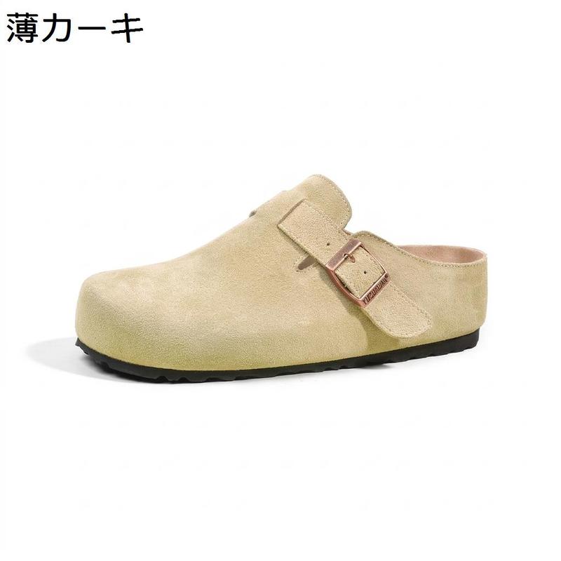 サボサンダル レディース 厚底 ミュール 本革 牛革 スエード ラウンド
