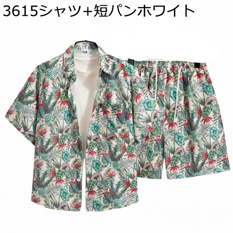アロハシャツ 上下セット メンズ 半袖 オープンカラー シャツ ハーフ