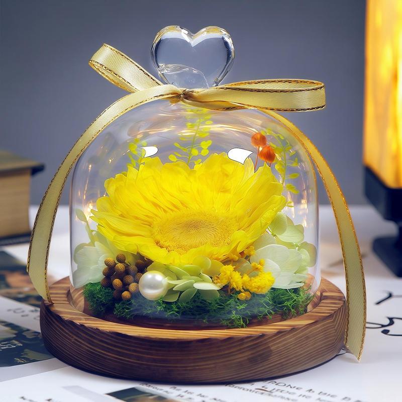 プリザーブドフラワー 永遠の花 ガラスドーム ひまわり ハート