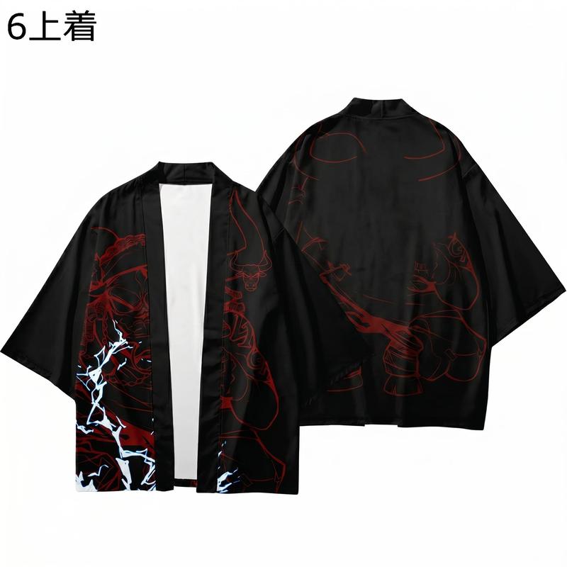 甚平 メンズ 羽織 上下セット 和柄 浮世絵 龍 鶴 七分袖 涼しい ビッグ
