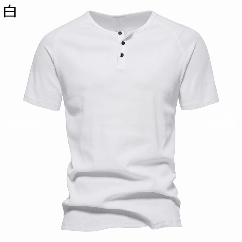 ヘンリーネック Tシャツ メンズ 半袖 ラグランスリーブ ワッフル生地