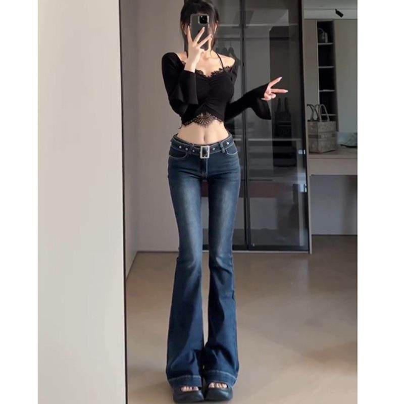 フレアジーンズ レディース ローライズ デニムパンツ ベルボトム