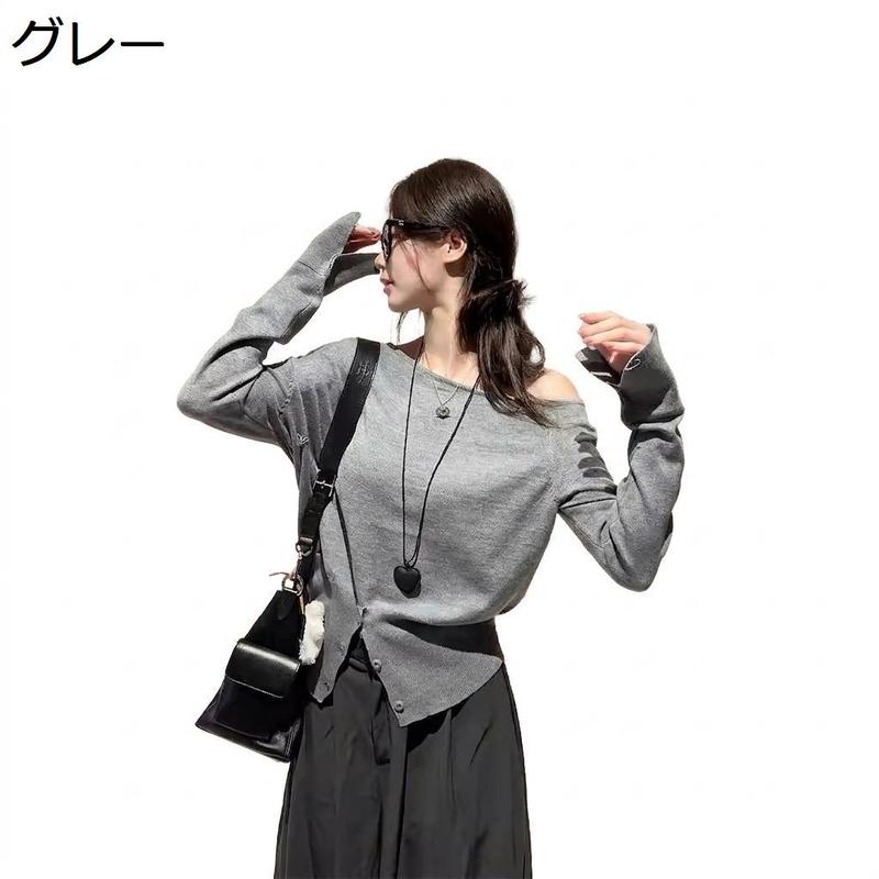 肩出し ニット トップス レディース オフショルダー セーター
